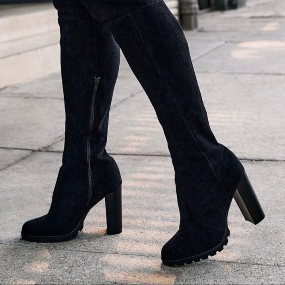 Black over the knees heel boots
